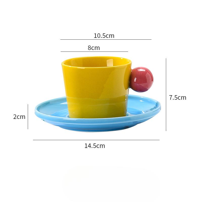 Контрастный цветной набор чашки и блюдца для фрикаделек Керамическая чашка Изысканная кофейная чашка Подглазурная цветная чашка для воды Супер милая чашка