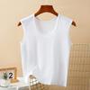 Женская летняя майка-топ большого размера из хлопка, длинная, эластичная, без рукавов, многослойная майка-майка, свободные базовые футболки на бретелях