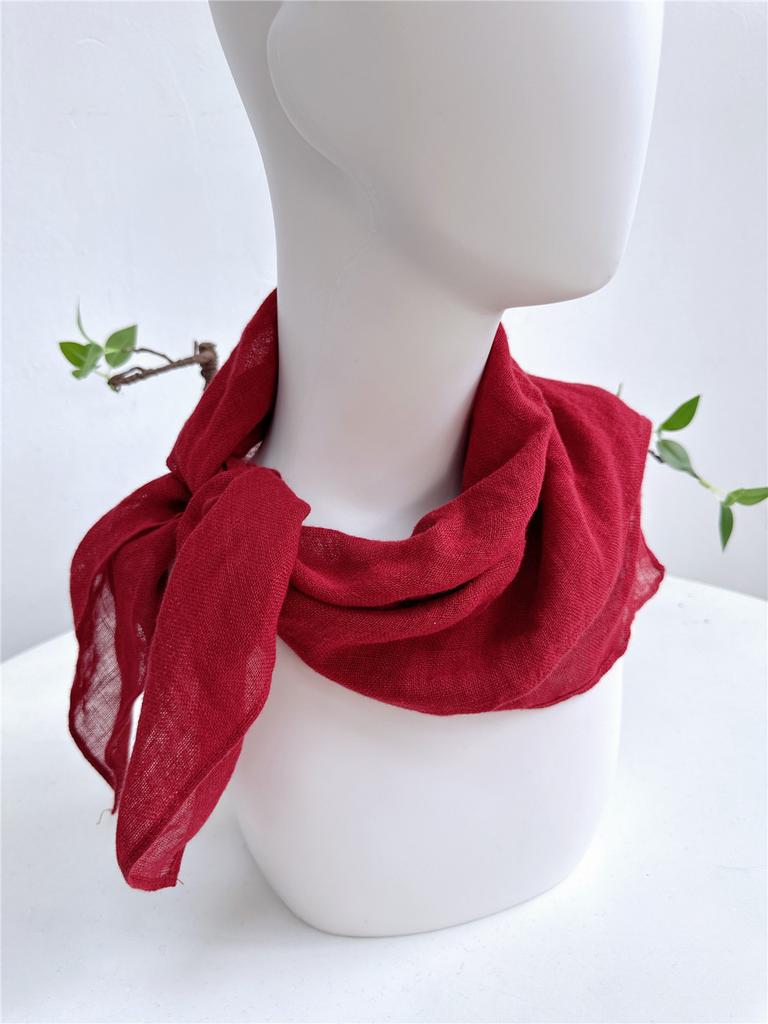 Clearance Welfare Retro Linen Square Scarf Literary And Versatile Women'S Summer Neck Protection Cotton And Linen Small Silk Scarf Scarf Printed Model