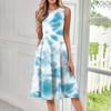 Women's Fashionable Round Neck Sleeveless Printed Casual Pullover Mid Length Dress