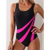 2024 European & American Style Color Block Backless One-Piece Competitive Swimsuit