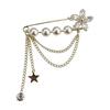 jijijing Brooch Pin for Women, Lapel with Star Rhinestone Faux Pearl Tassel Design, Multi-Layered Pendant Badge Neckline Cardigan Coat Decoration