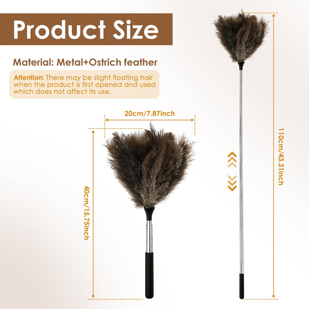 Extendable Ostrich Feather Duster Anti Static Reusable Cleaning Tools Household Furniturer Dust for Cleaning Ceiling Fan