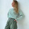 Уютные свободные футболки с длинным рукавом в полоску для женщин, осенние базовые повседневные хлопковые топы с круглым вырезом, блузка в уличном стиле