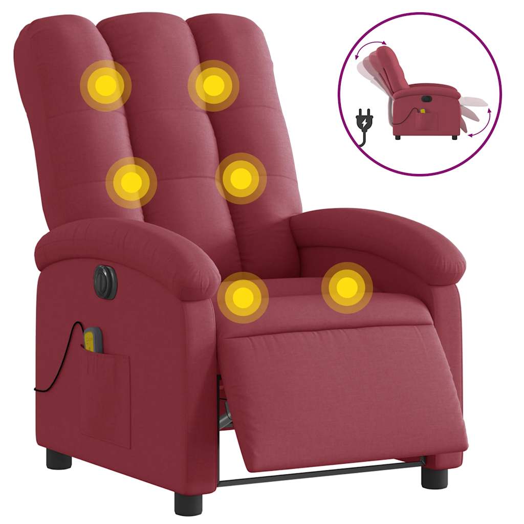 Electric Massage Chair Burgundy Fabric