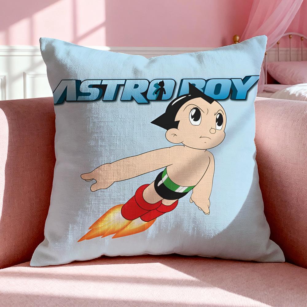 Cartoon AAstro Boy Cushion Cover Breathable Linen Pillowcase Summer Odorless EcoFriendly Invisible Zipper Washable