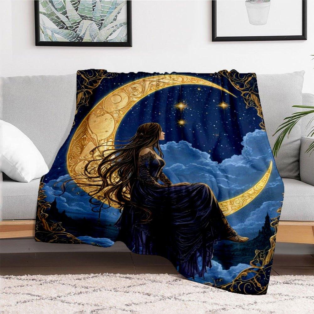 "Mystic Moonlit Elegance Dress"Blanket Flannel Throw Blanket for Sofa, Bed, Travel, Camping, Office, Couch, Chair, And Bed Gift for Christma