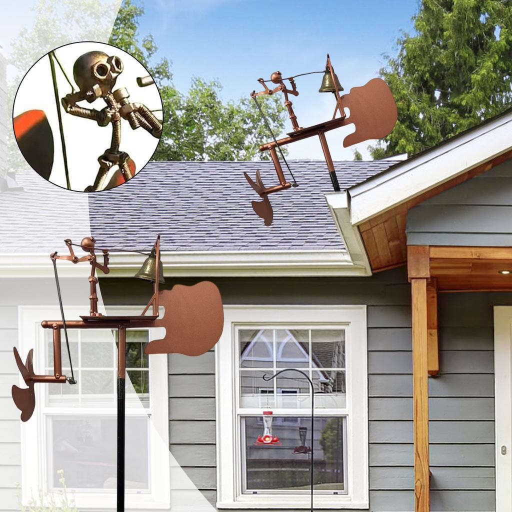 Ручная работа металлическая мельница-барабанщик, украшение сада в виде мельницы-барабанщика, музыкальные фигурки перкуссионистов, забавная скульптура на ветряной тяге