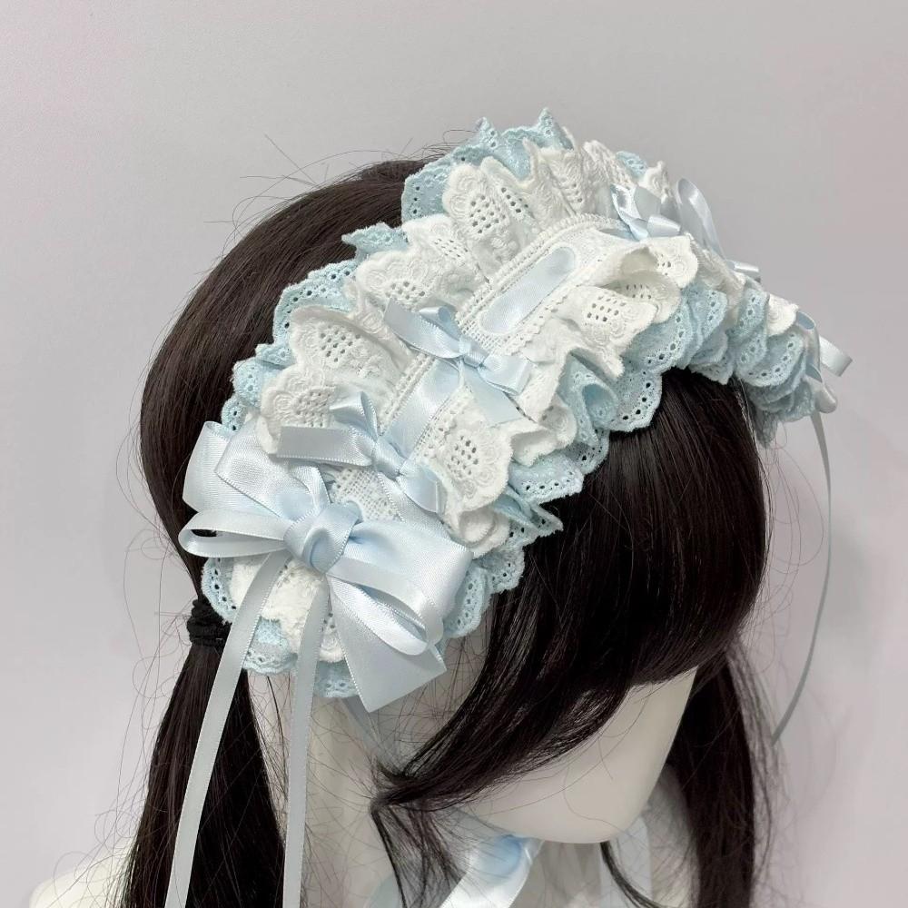 Ribbon Bowknot Cosplay Headdress Lace Hair Band New Lolita Wing Angel Headband  Hair Accessories