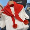 Knitted Scarf Women 92%Wool Winter Warm Scarves Bright Solid Color Design Thickened Shawl Soft Triangle Pashmina Neck  NEW