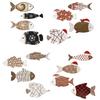 4Pcs/Set Nautical Wooden Fish Wall Decoration Farmhouse Rustic Fish Wall Art Sculpture Home Living Room Bathroom Wall Decorative Sign