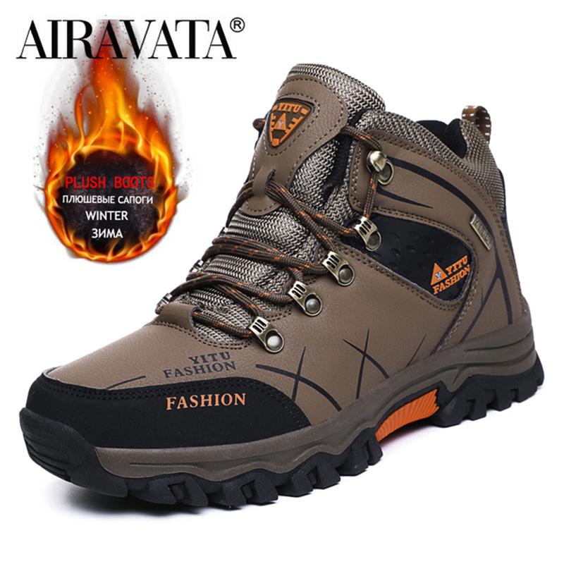 Men Winter Boots Plush Warm Hiking Shoes Man Outdoor Trainers Male Work Shoes Size 39-47