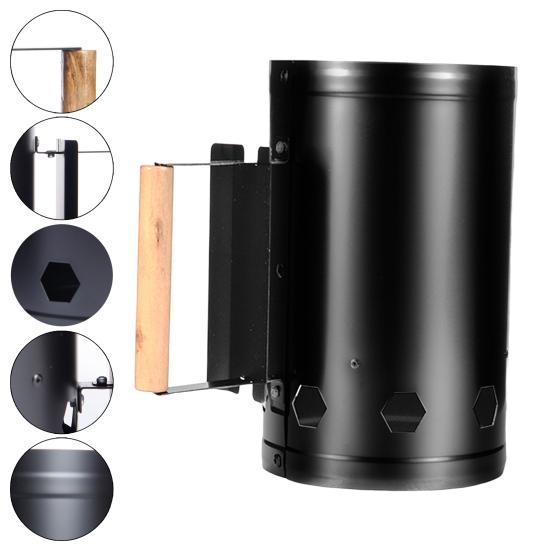 Стартер для розжига угля Сверхбольшая вместимость Маленькие стартеры с деревянной ручкой для угольного гриля и барбекю