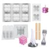 6 Cavities Candles Mould Aromatherapy Plaster Candle Silicone Mold 3D Rubik's Cube Baking Mousse Cake Mold Square Dessert Tray