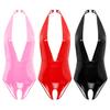Women's Wetlook Latex Catsuit Patent Leather Bodysuit Sleepwear Pole Dance Nightclub Outfit