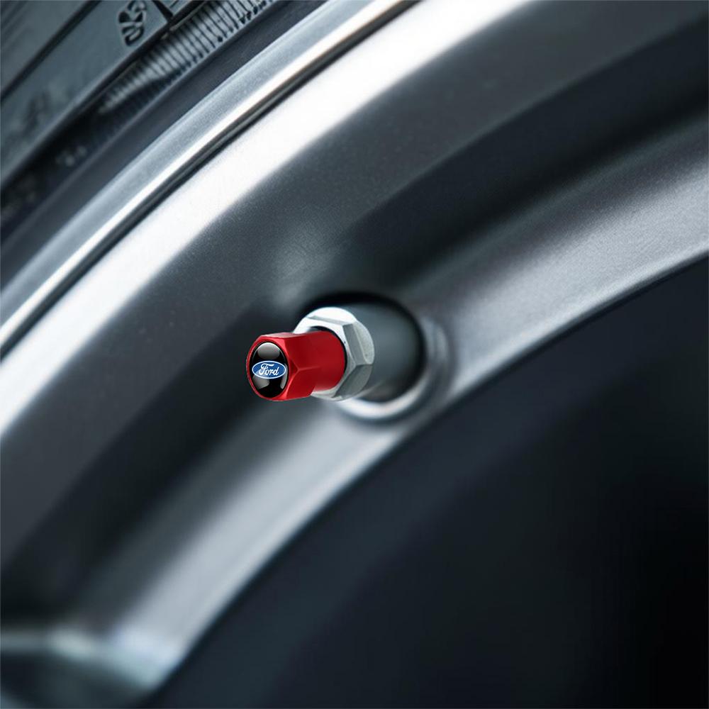 4Pcs Car Tire Valve Covers Dust Emblem Caps Accessories For Ford Fiesta Focus 2 Mondeo ST mk4 Mustang Ranger Kuga S-MAX Transit