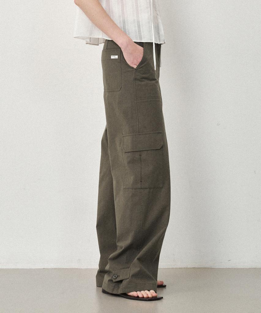 OSTKAKA Wide Cotton Cargo Pants Khaki