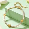 Delicate Tennis Chain Flower Bracelet for Women, Stainless Steel Four-Leaf Clover Zircon Bracelets,Trendy Charm Jewelry Gift