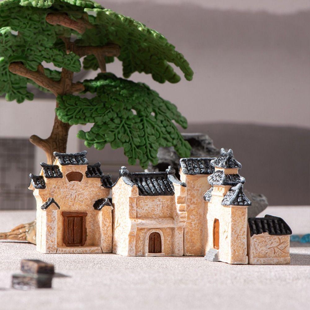 Decorative Mini Old City Gate Retor Bonsai Landscaping Mini Resin House  Micro Landscape
