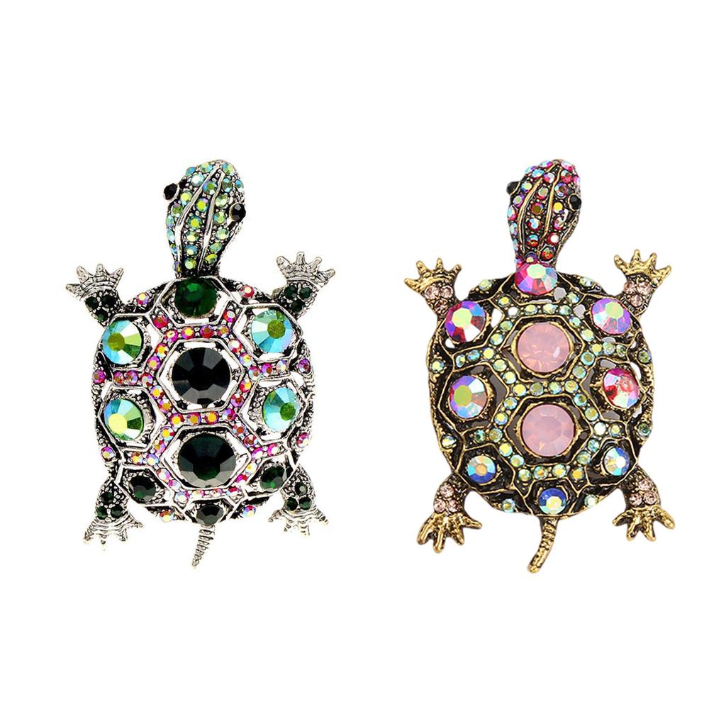 Sparkling Rhinestones Turtle Brooches Alloy Pins Elegant Brooch Alloy Texture Statement Brooch for Special Occasions
