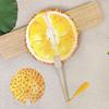 Fruit Print Fan with Wooden Long Handle Portable Lightweight Outdoor Travel Camping Picnic Summer Handheld Round Paper Fan