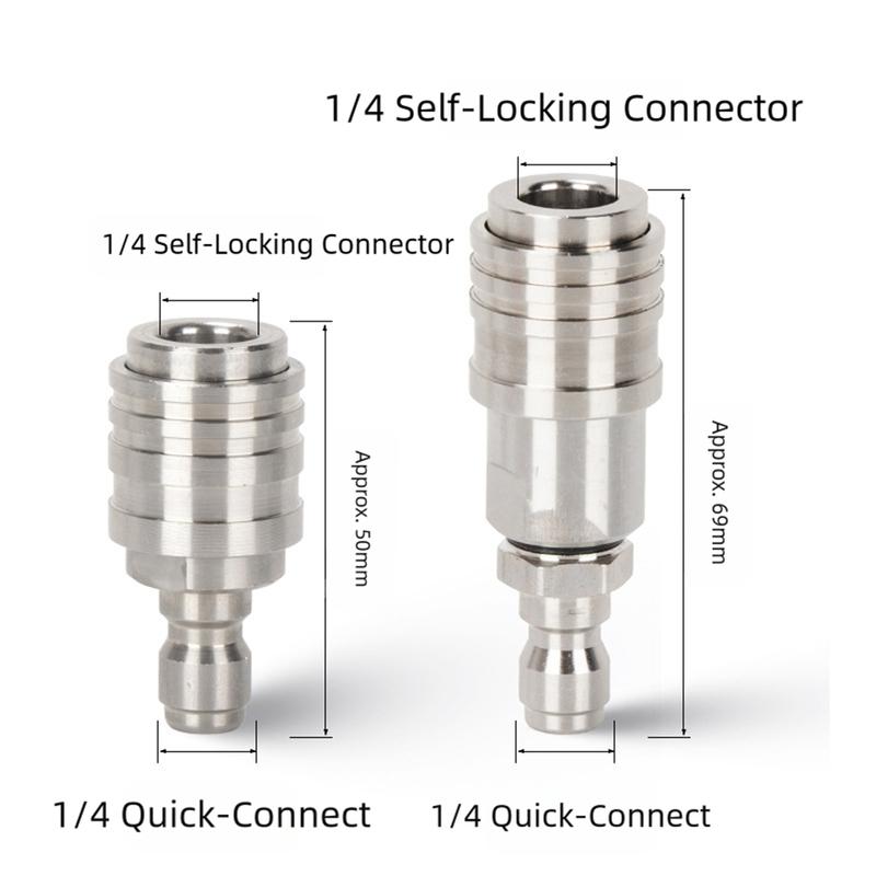 Stainless Steel Self Locking 1/4 Quick Connect Male Connector for MotherType Systems in Automotive and Industrial Settings