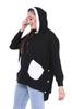 Women's Style Big Size Sweatshirt Large Size Extra Comfortable Fit Black Sweatshirt With Green Pocket Detail