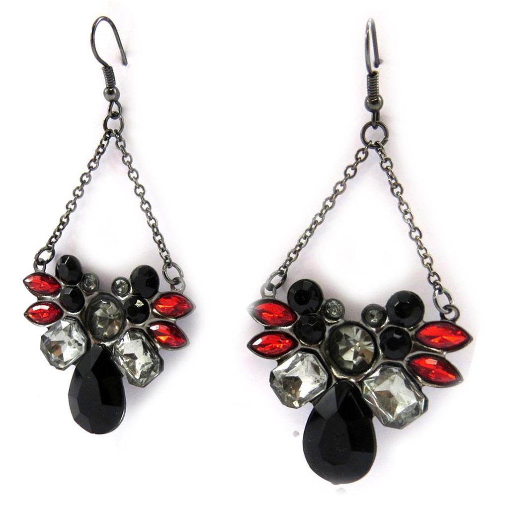 Les Trésors De Lily [L5611] - Дизайнерские серьги «Сисси» красные, черные, серые.
