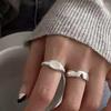 Корейская версия кольца из лунного агата, женское кольцо на указательный палец в стиле ins, простое матовое кольцо