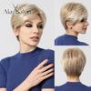 Light Blonde Short Pixie Cut Wigs Women Natural Synthetic Hair With Bangs for Women Daily Party Cosplay