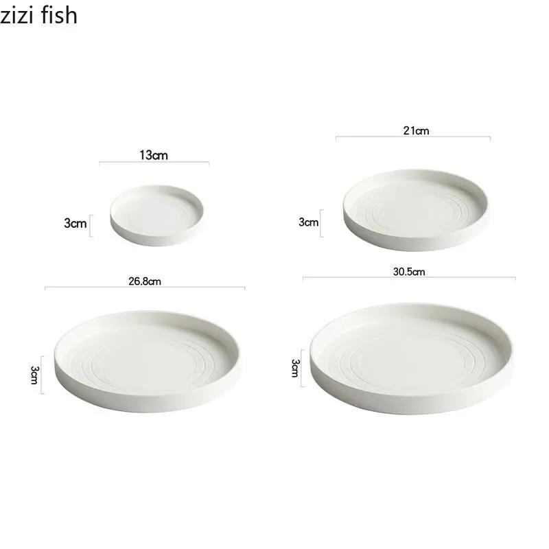 Керамическая тарелка Круглая тарелка для стейка Салатные тарелки Тарелки для спагетти Десертная тарелка Хлебница Миска для димсамов Миска для торта Кухонная утварь