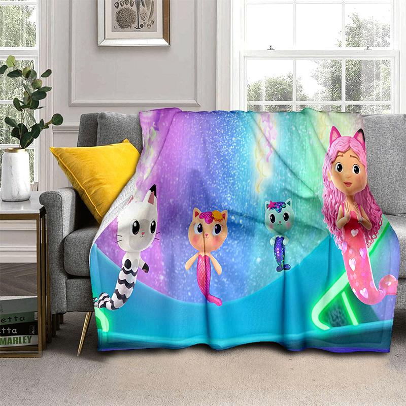 Style New Gabbys Dollhouse Cartoon Girl Gift Blanket,Soft Throw Blanket for Home Bedroom Bed Sofa Travel Picnic Cover Kids