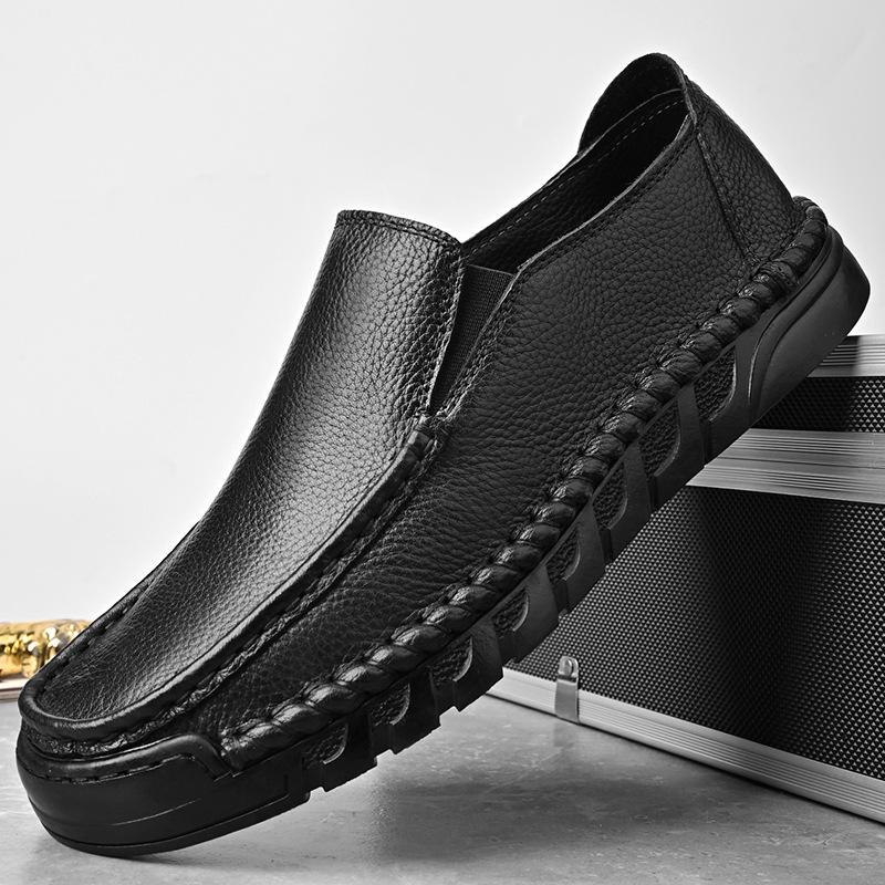 Большие размеры Doudou Shoes Мужские мокасины с одной педалью Мужские мягкие кожаные повседневные туфли для вождения на мягкой подошве