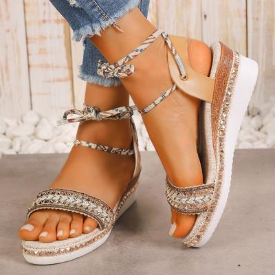 Модные женские босоножки на платформе, летние 2024, новые модные босоножки, удобные, легкие, дизайнерские босоножки на танкетке, пляжная обувь для женщин