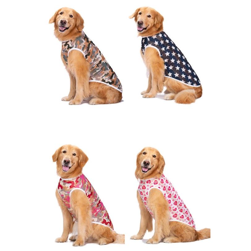 Breathable Summer Pet Dog Clothes For Large Dogs Cool Dog Shirts With Printed Pattern Cooling Dog Vest Sleeveless Jacket For Dog
