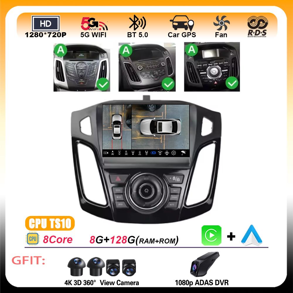 Android 15 Wireless CarPlay Auto For Ford Focus 3 Mk 3 2011 2012 -2015 Car Radio Multimedia Intelligent Systems GPS FM BT SWC