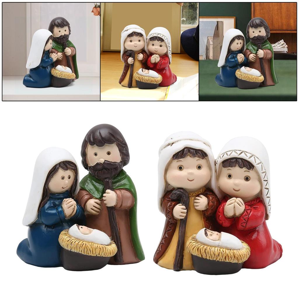 Holy Family Figurine Home Deor Baby Joseph Jesus Mary Mother Christmas Nativity Set Ornament for Church Living Room Office