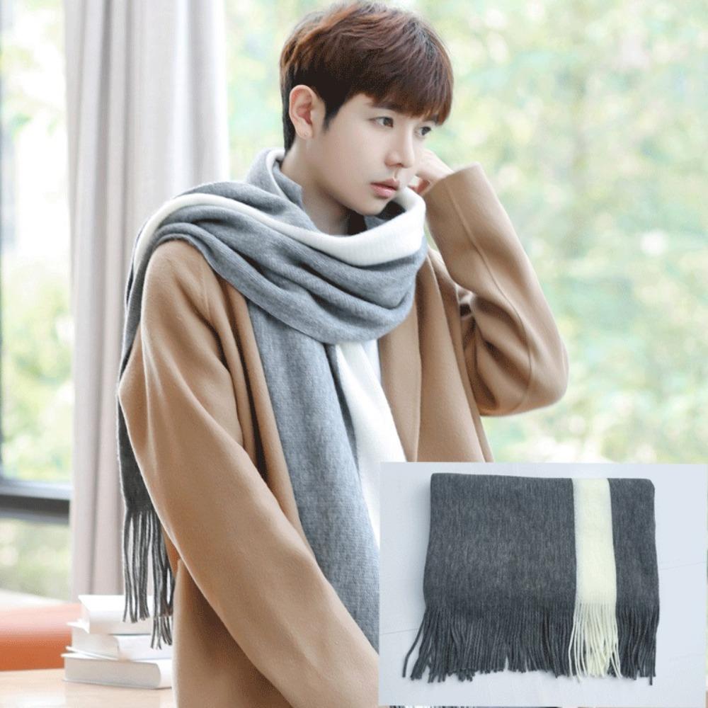 Windproof Long Wool Tassel Scarf Korean Style Winter Neckerchief Men Cashmere Scarf Women/Male