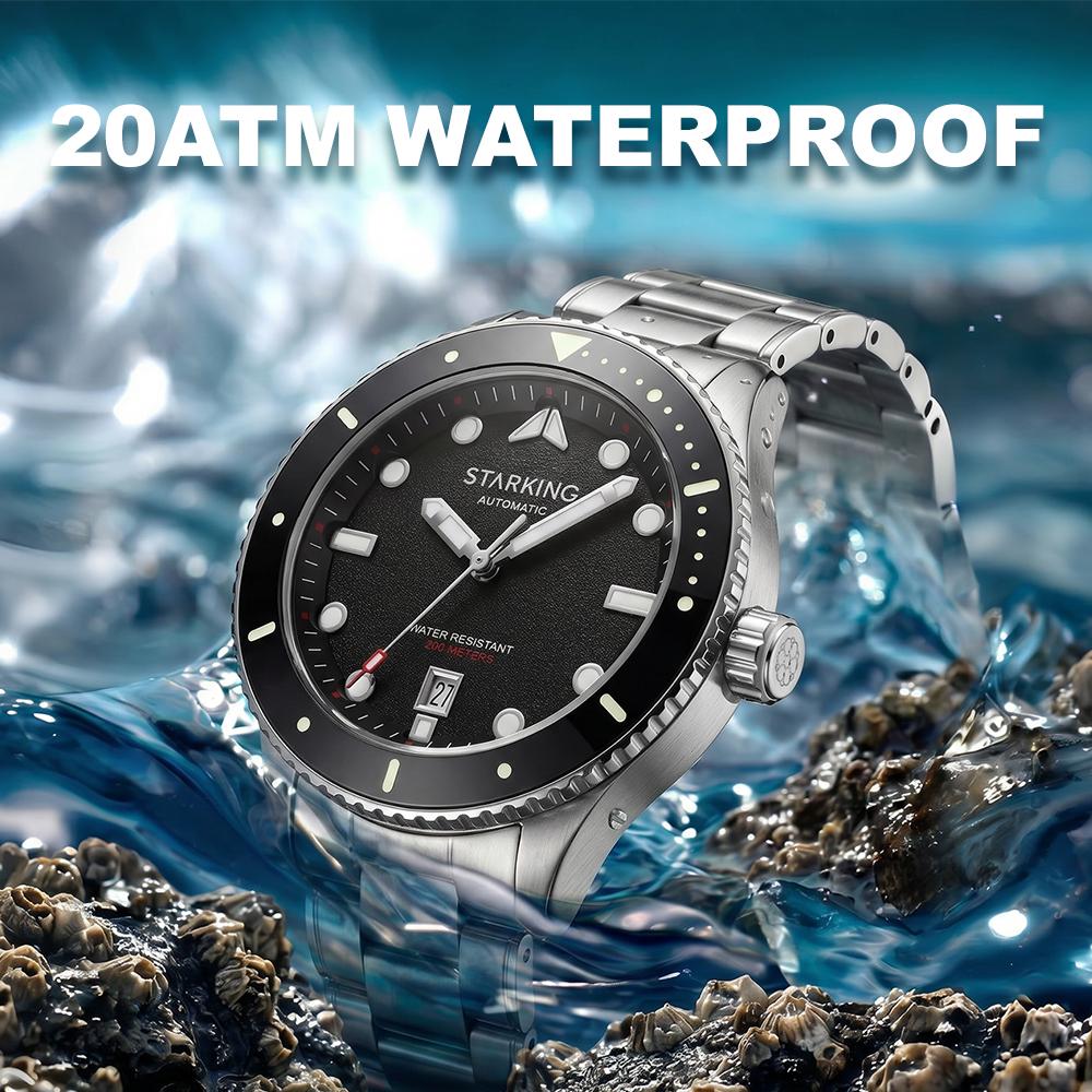STARKING Men's Miyota 8215 Automatic Mechanical Watch Sapphire Crystal Luxury Watch Luminous 20Bar Waterproof Dive Watch for Man