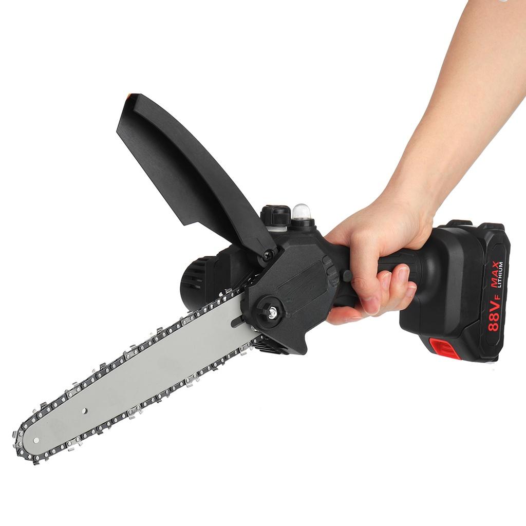 88 В 8-дюймовая электрическая цепная пила Мини беспроводная цепная пила Аккумуляторный резак для дерева Обрезка Садовый электроинструмент