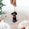 Halloween Cat Ornament Cute Cat with Witch Hat Pumpkin/Skull Hanging Decoration 2D Flat Acrylic Car Rearview Mirror Charm Christmas Tree Decoration