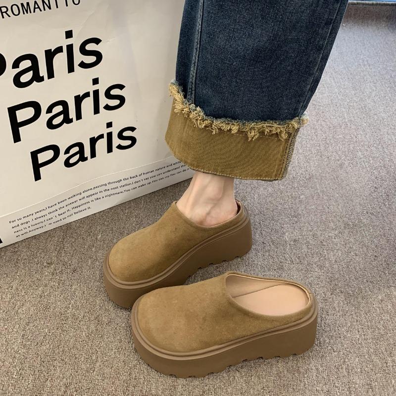 Мода 2024 Новые женские плюшевые тапочки Толстая подошва Baotou Плюс бархат Теплые Зимние Новые женские замшевые хлопковые тапочки