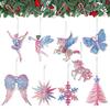 Winter Acrylic Christmas Ornaments Colorful Snowflake Ballerina Dancer Feather Hanging Ornaments for Xmas Tree Decor