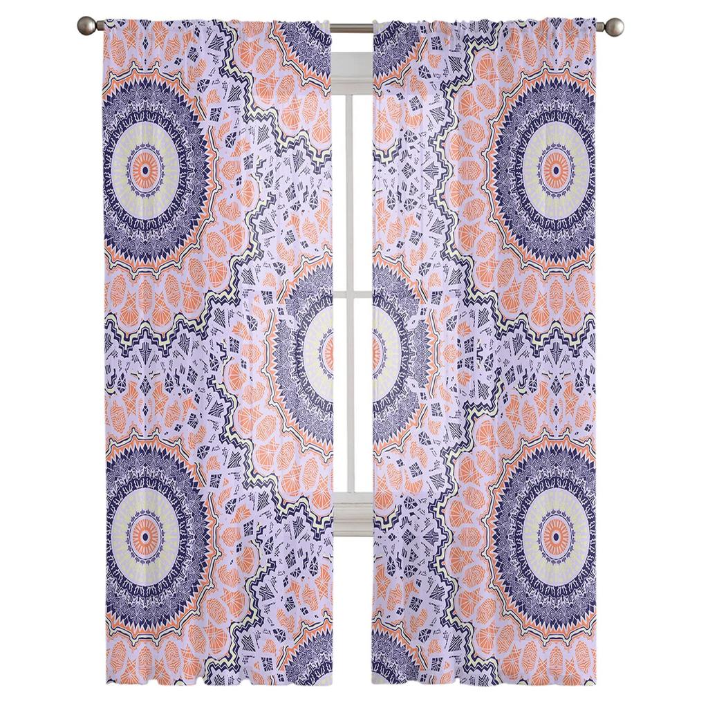 Indian Abstraction Line Sheer Curtains For Living Room Bedroom Tulle Curtain For Kitchen Voile Curtain Blind Panels