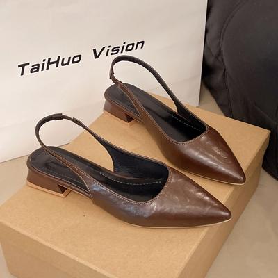 Модная женская обувь из натуральной кожи с острым носком, с ремешком на пятке, слипоны, сандалии, мягкая, удобная, повседневная женская летняя обувь для ежедневной носки