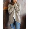 Autumn and Winter Women's Plus Size Twist Cardigan Solid Colour Medium Long Chunky Knit Sweater