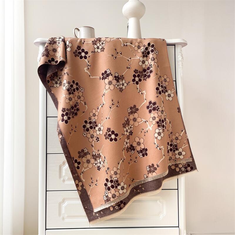 0G Thickened Version Retro Bird Scarf Women's Winter High-end Warm Scarf Imitation Cashmere Shawl