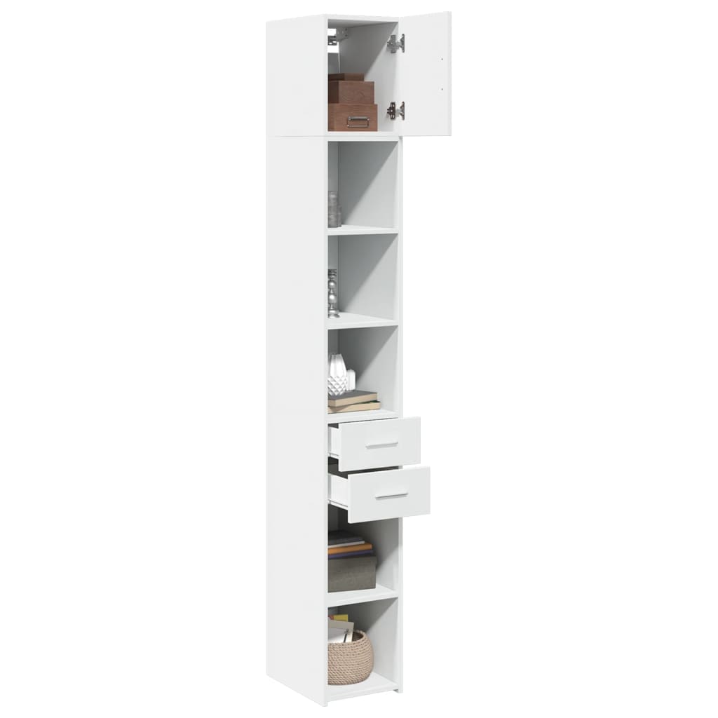 Narrow Tall Cabinet White 30 x 42.5 x 225 cm Particleboard