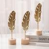 1pcs Golden Ginkgo Leaf Feather Metal Model Figurines Manual Desktop Crafts Ornaments Photo Props Statues Sculptures Home Decor