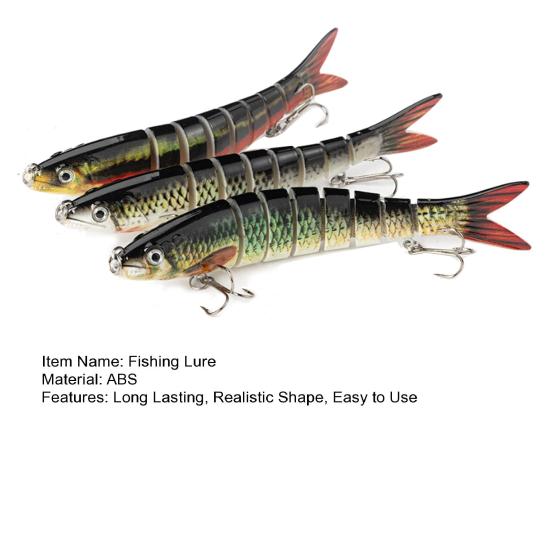 3 шт. Рыболовные приманки Твердые приманки 3D глаза Реалистичный вид Яркий цвет Многосекционные Медленно тонущие Искусственная приманка Набор рыбных приманок